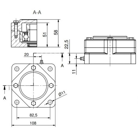 Ø30 - F4 - Flange bearing with stainless steel bearing, closed cover, blue