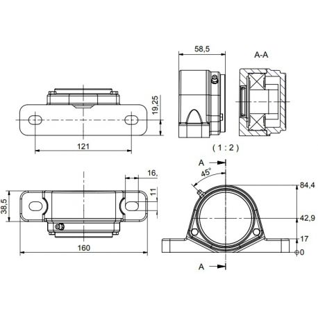 Ø30 - SF2 - Pillow block bearing with stainless steel bearing, closed cover, blue