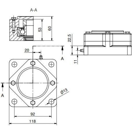 Ø35 - F4 - Flange bearing with stainless steel bearing, closed cover, blue