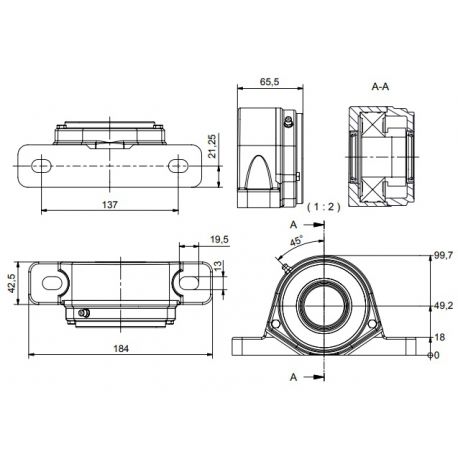 Ø40 - SF2 - Pillow block bearing with stainless steel bearing, open cover, blue