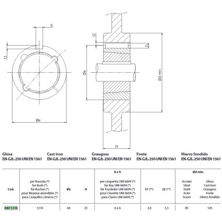 ADAPTORS FOR TAPER BUSHES 1210