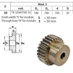 Tandwiel RVS Moduul 3 60T met naaf