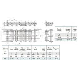 Rollenketting 08B-2 Geomet