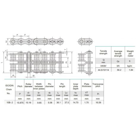 Rollenketting 10B-2 Geomet