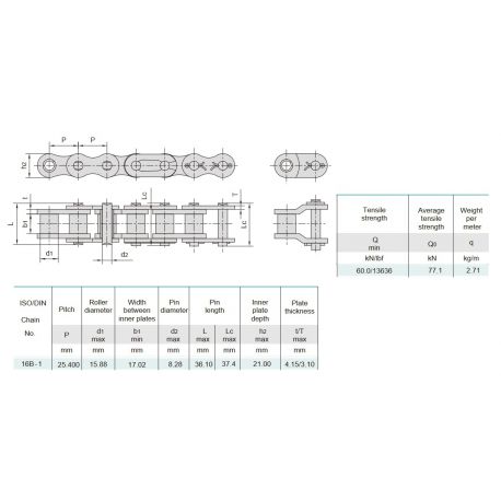 Rollenketting 16B-1 Geomet
