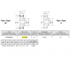 Tandriemschijf Aluminium T10-31 Z=024