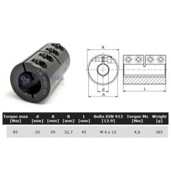 Starre koppeling 1-delig 10mm zonder spie