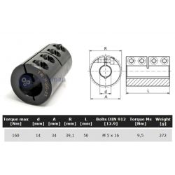 Starre koppeling 1-delig 14mm zonder spie