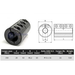 Starre koppeling 1-delig 20mm zonder spie