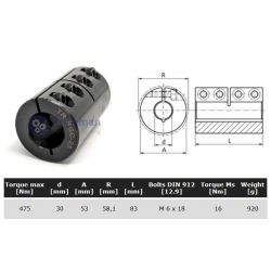 Starre koppeling 1-delig 30mm zonder spie