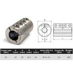 Starre koppeling RVS 1-delig 10mm met spie