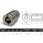 Starre koppeling RVS 1-delig 15mm zonder spie