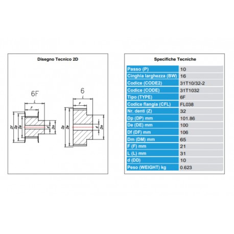 Tandriemschijf Aluminium T10-31 Z032