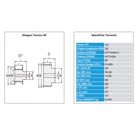 Tandriemschijf Aluminium T10-47 Z024
