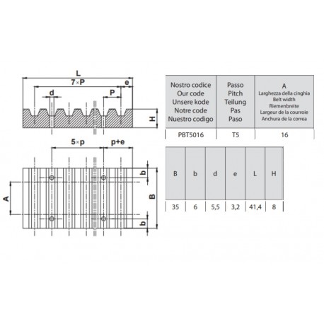 Klemplaat T5-16 PBT5016