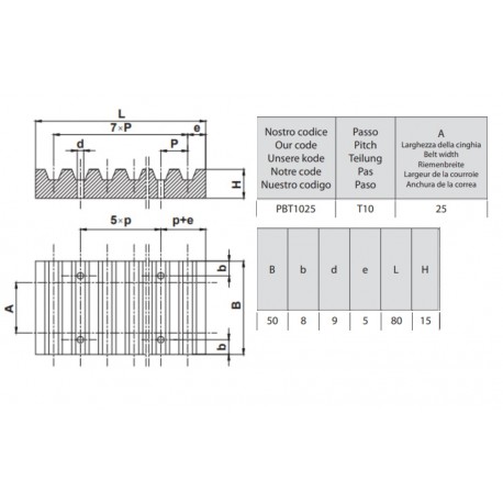 Klemplaat T10-25 PBT1025