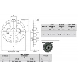 Regina split drive sprocket 12T 25mm Voor ketting 828/880/880T/880M RG/HFX880T