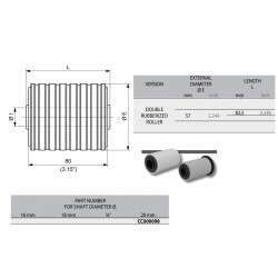 Double rubberized roller Ø57-20mm (50)