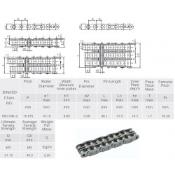 RVS rollenketting C10B-2 rechte zijplaat