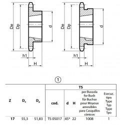 Klembuswiel 06B-1 17T-H 1008
