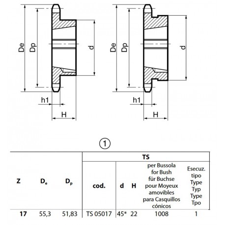 Klembuswiel 06B-1 17T-H 1008
