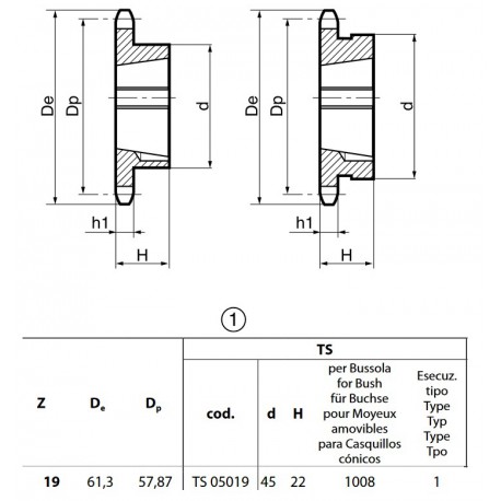 Klembuswiel 06B-1 19T-H 1008