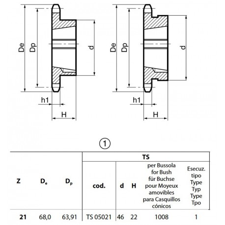Klembuswiel 06B-1 21T-H 1008