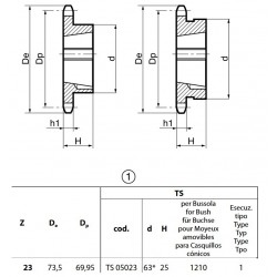Klembuswiel 06B-1 23T-H 1210