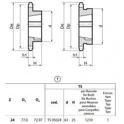Klembuswiel 06B-1 24T-H 1210