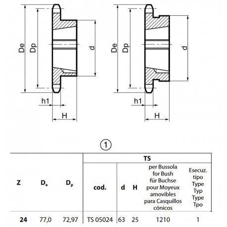 Klembuswiel 06B-1 24T-H 1210