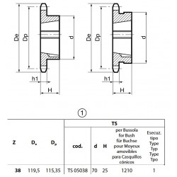 Klembuswiel 06B-1 38T-H 1210
