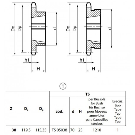 Klembuswiel 06B-1 38T-H 1210