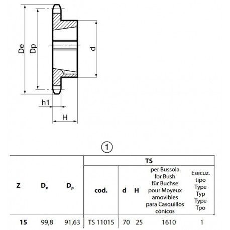 Klembuswiel 12B-1 15T-H 1610