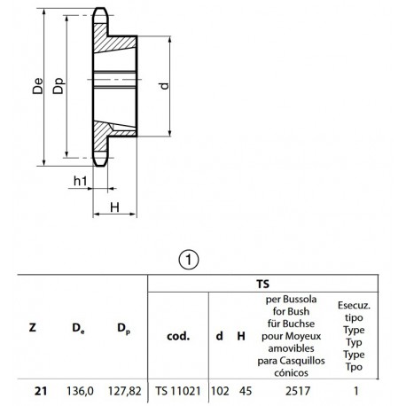 Klembuswiel 12B-1 21T-H 2517