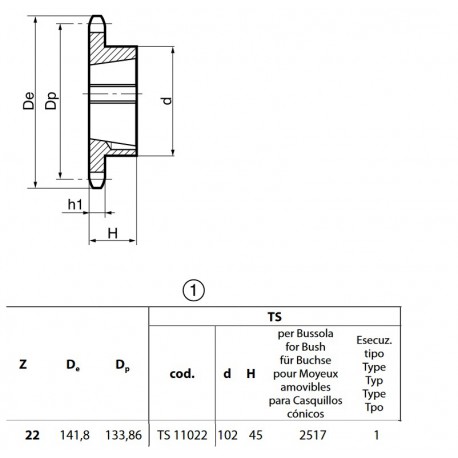 Klembuswiel 12B-1 22T-H 2517
