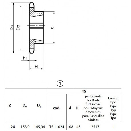 Klembuswiel 12B-1 24T-H 2517
