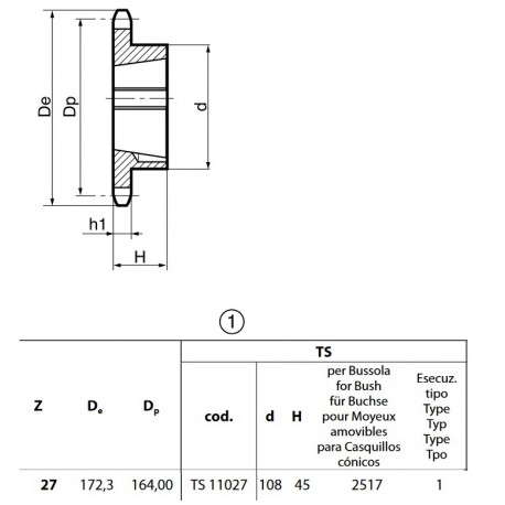 Klembuswiel 12B-1 27T-H 2517