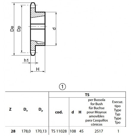 Klembuswiel 12B-1 28T-H 2517