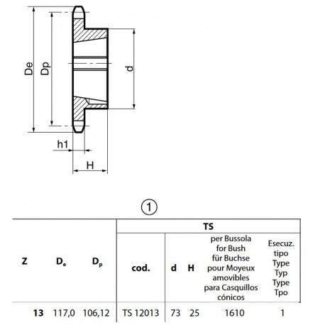 Klembuswiel 16B-1 13T-H 1610