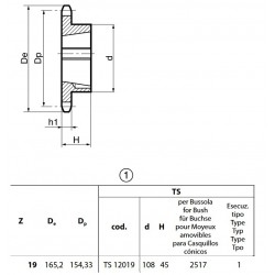 Klembuswiel 16B-1 19T-H 2517