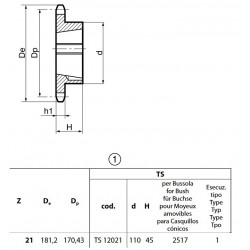 Klembuswiel 16B-1 21T-H 2517
