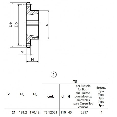 Klembuswiel 16B-1 21T-H 2517