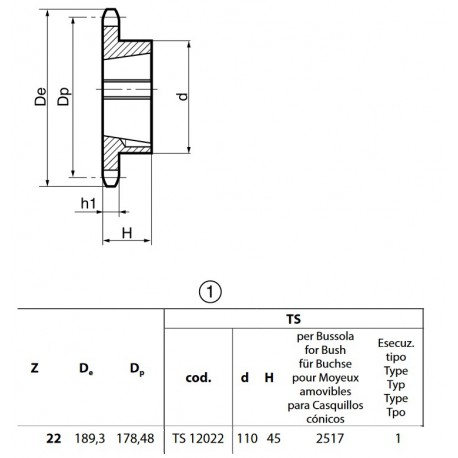 Klembuswiel 16B-1 22T-H 2517