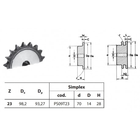 Kettingwiel 08B-1 23T-H